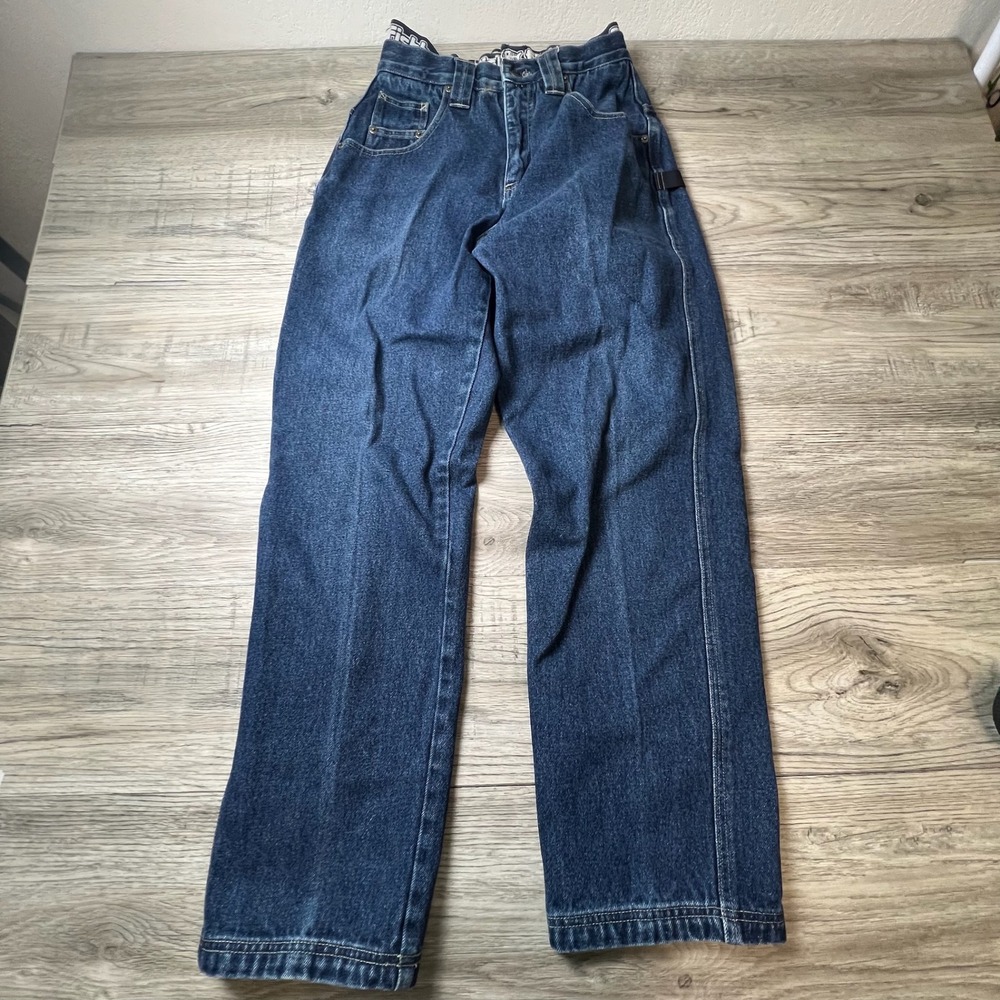 Fishbone Carpenter Jeans Mens 24x28 Dark Blue Wide Leg Skater Vintage Streetwear